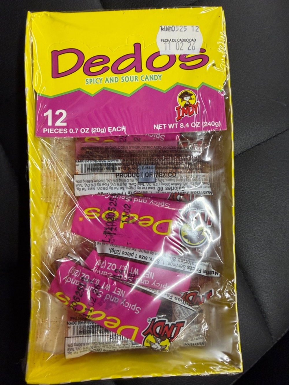 Dedos Spicy and Sour Candy - Yellow & Pink Package